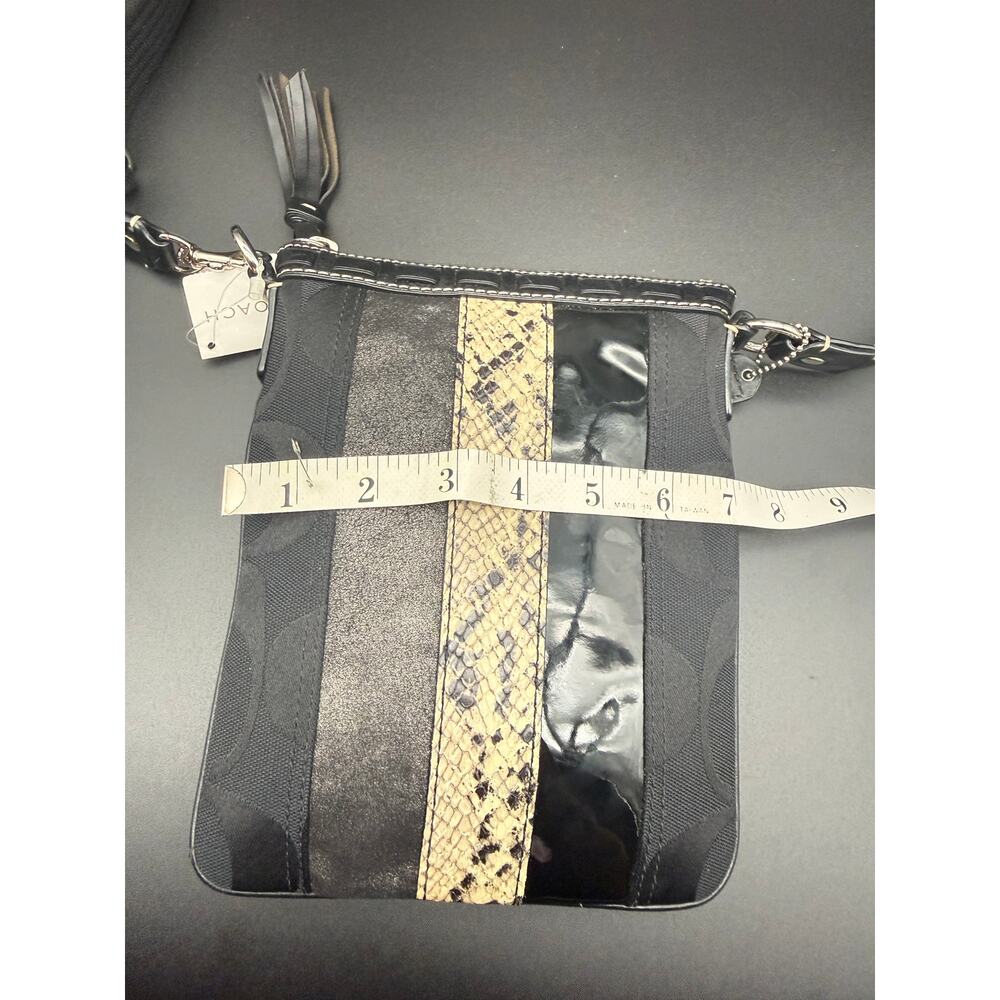 Vintage Coach Hamptons 10266 Swingpack Bag Womens Black Python Leather Crossbody - Picture 9 of 15